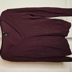 Chic V-Neck Pullover Sweater - Burgundy